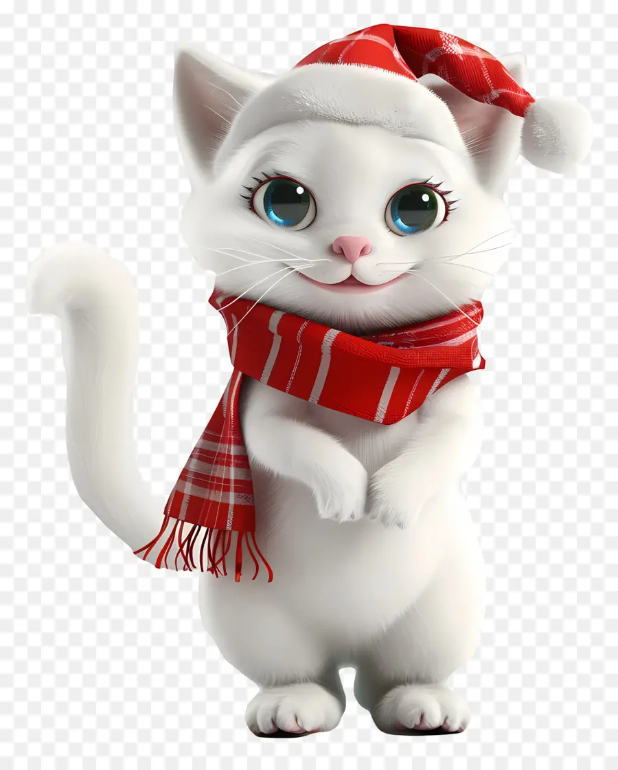 القط الأبيض，القط عيد الميلاد PNG