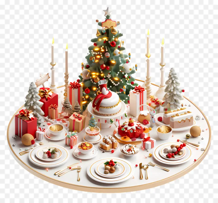 طاولة عشاء عيد الميلاد，عيد العطلة PNG
