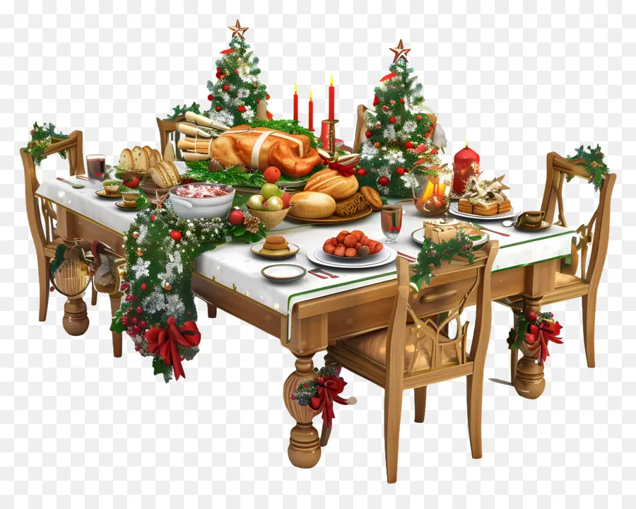 طاولة عشاء عيد الميلاد，عشاء عيد الميلاد PNG
