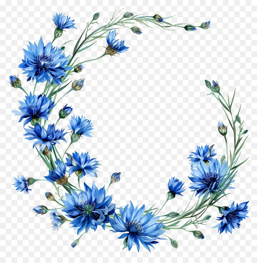 تدفقات الذرة الزرقاء，إكليلا من الزهور PNG