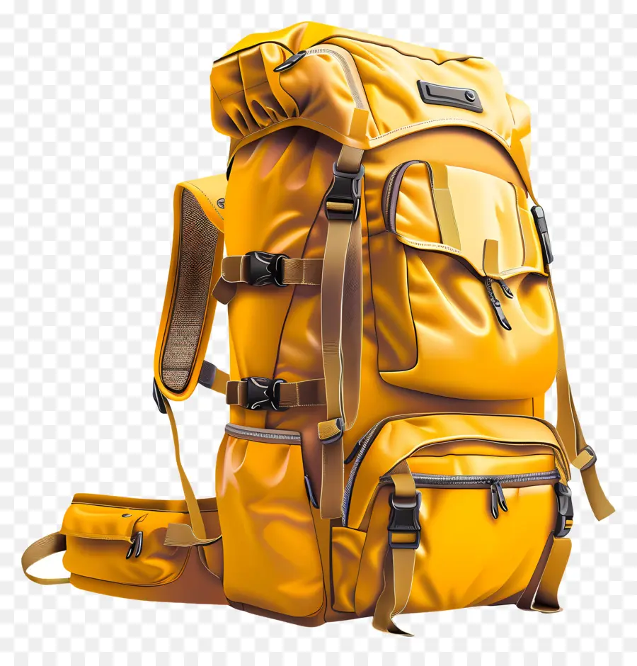 حقيبة تحمل سفر كبيرة صفراء，حقيبة ظهر مقاومة للماء PNG