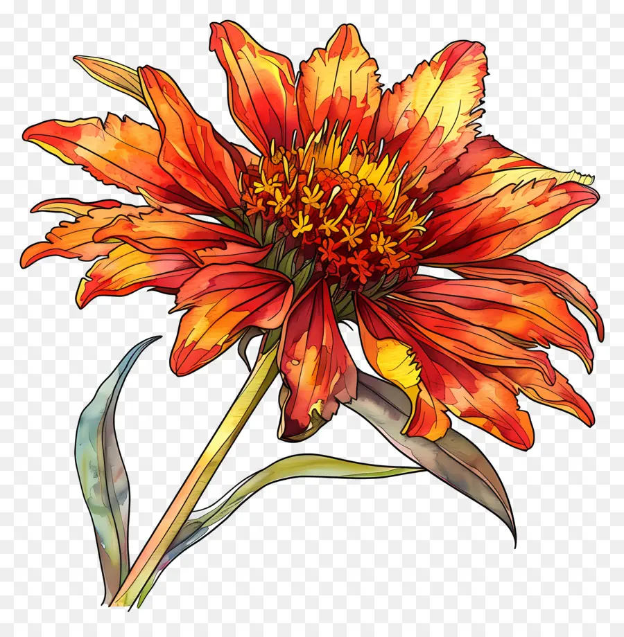 زهرة جيلارديا，ألوان مائية PNG