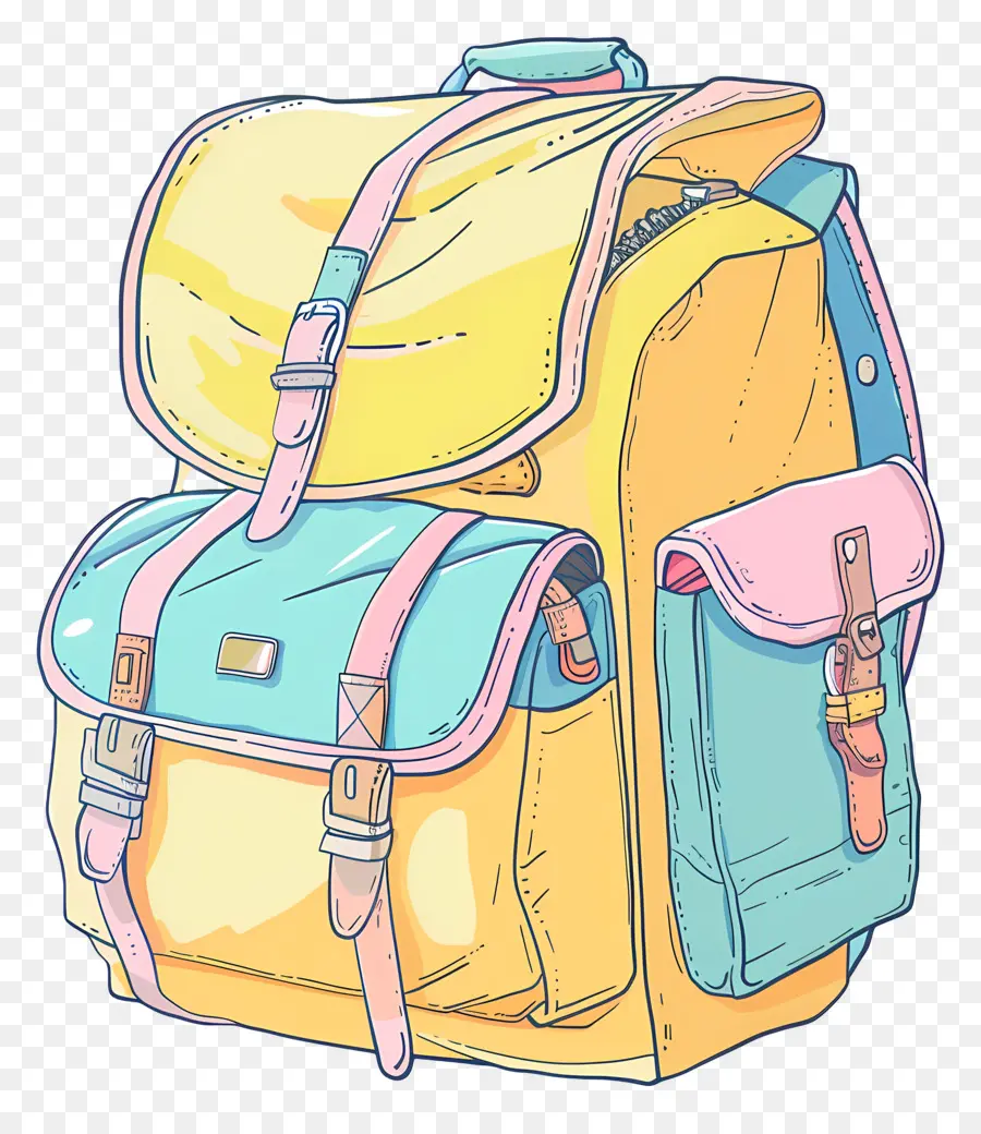حقيبة تحمل سفر كبيرة صفراء，على ظهره PNG