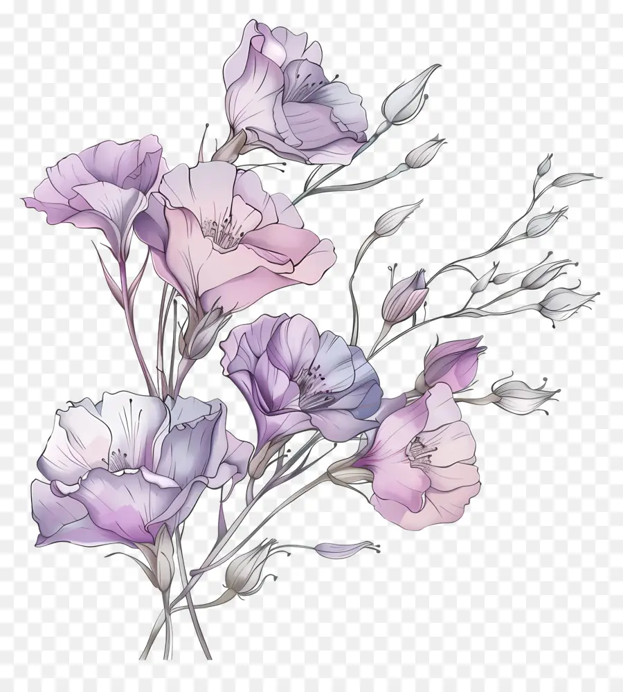 زهور يوستوما，الزهور الوردية PNG