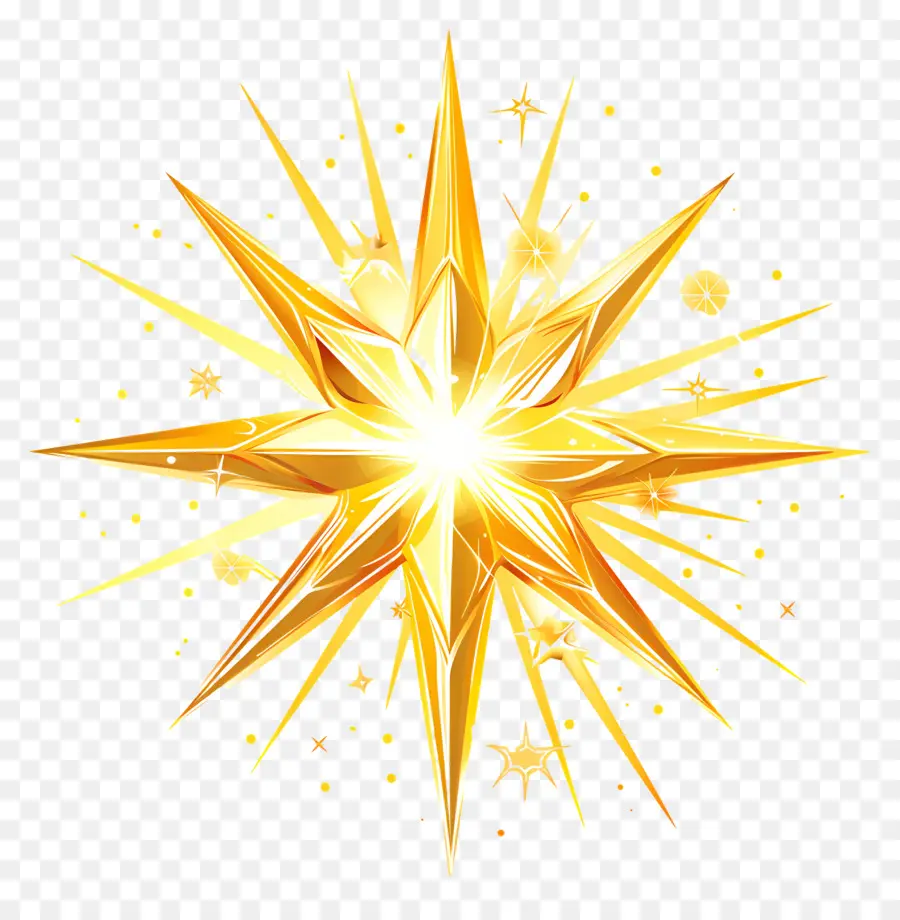 النجم الساطع，نجمة ذهبية PNG