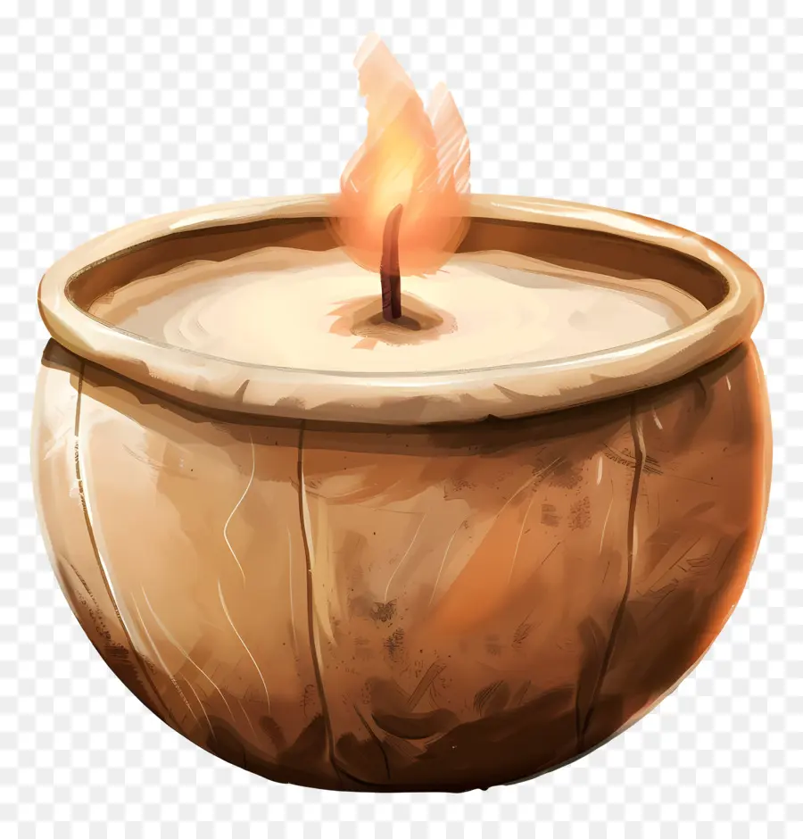شمعة，وعاء خشبي PNG