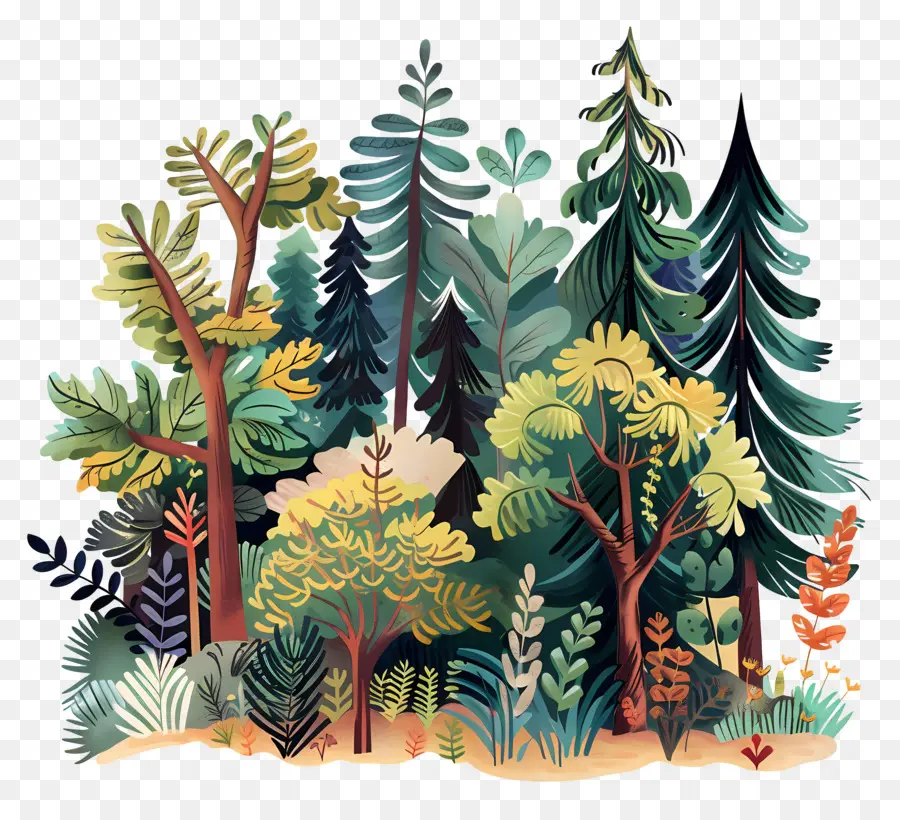أشجار الغابات，غابة كثيفة PNG