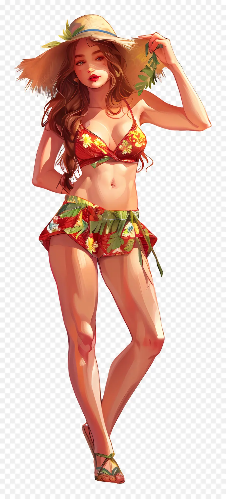 امرأة صيفية，أزياء الشاطئ PNG