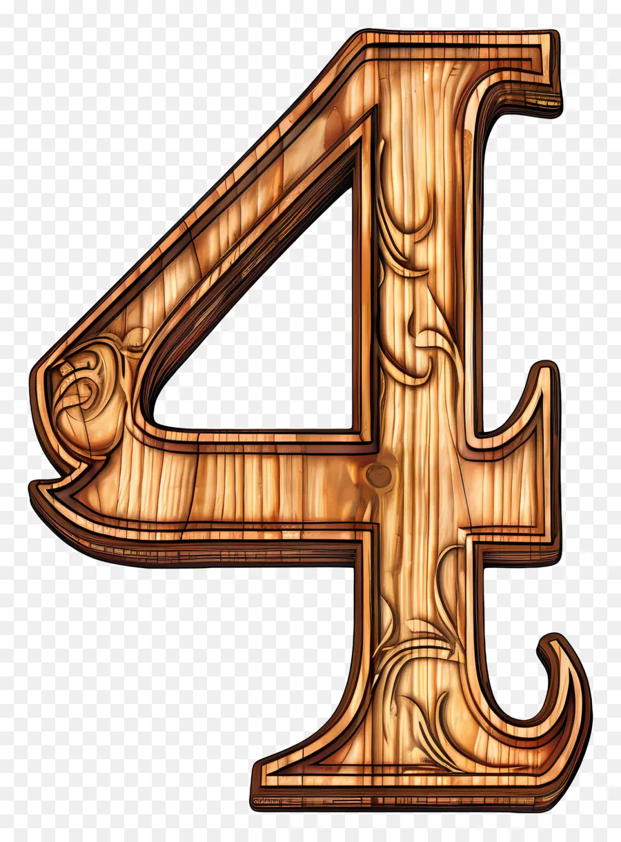 عدد 4，الرقم الخشبي الرابع PNG