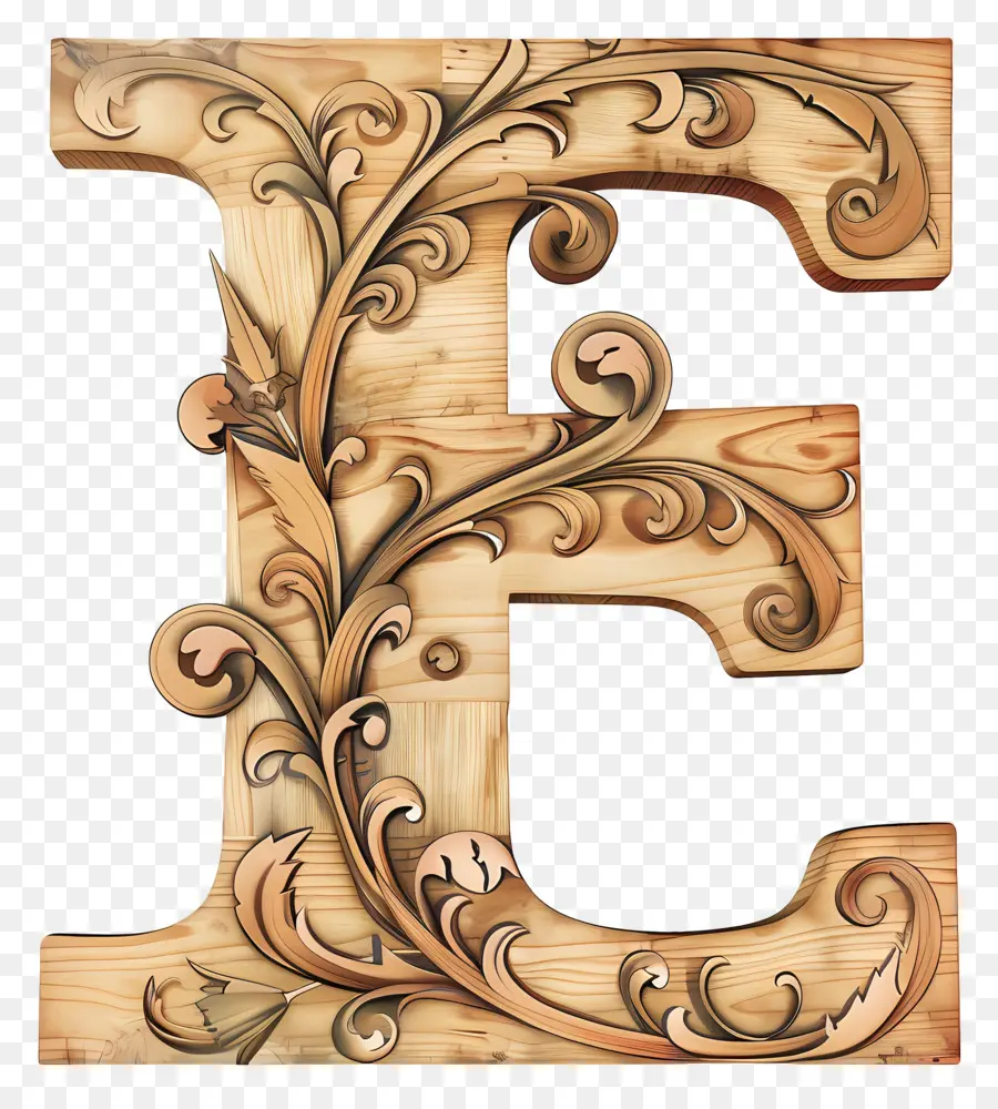 حرف E，رسالة خشبية PNG