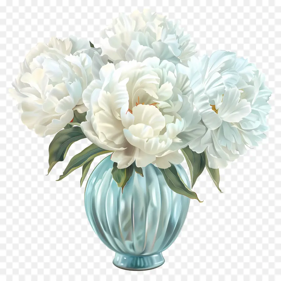 مزهرية من الزهور，الفاوانيا البيضاء PNG