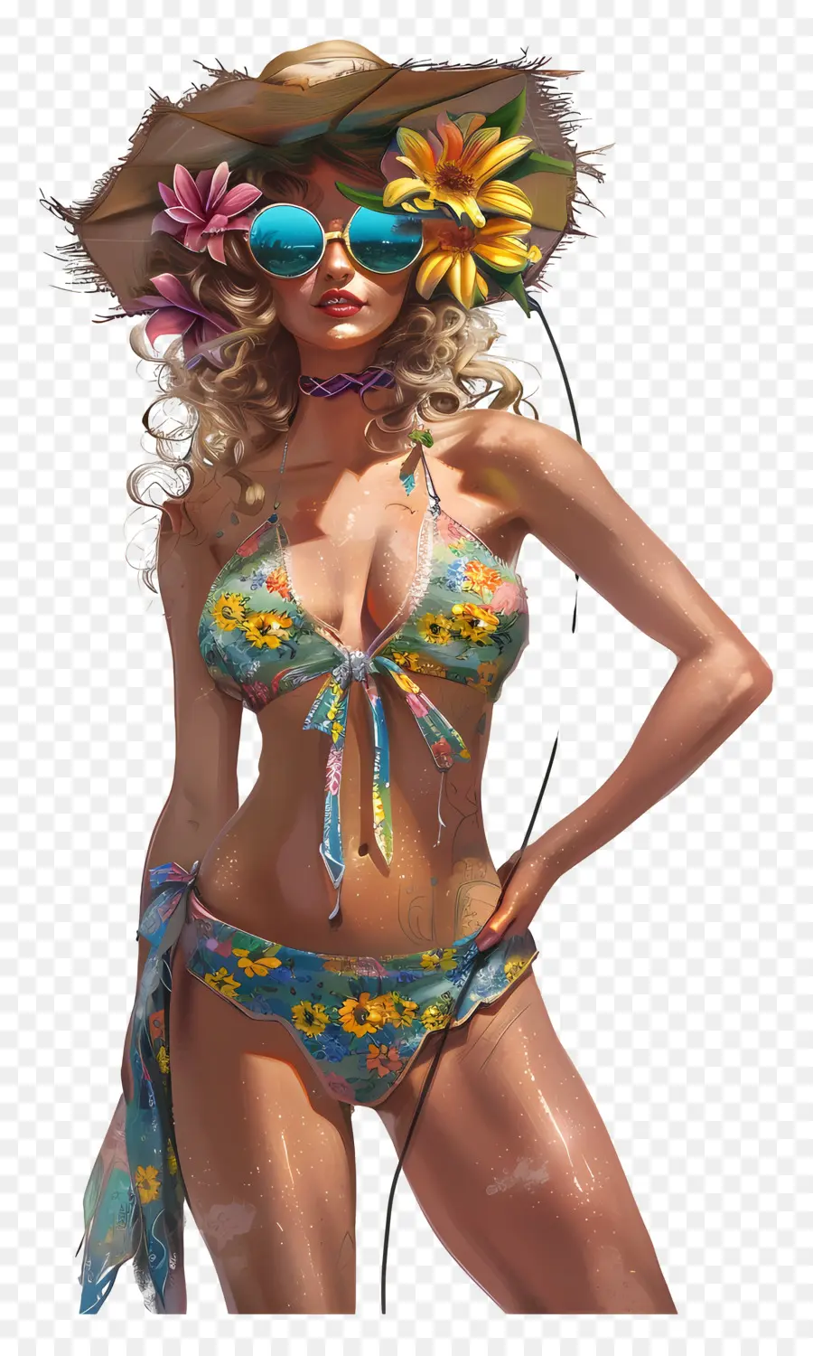 امرأة صيفية，الشاطئ PNG
