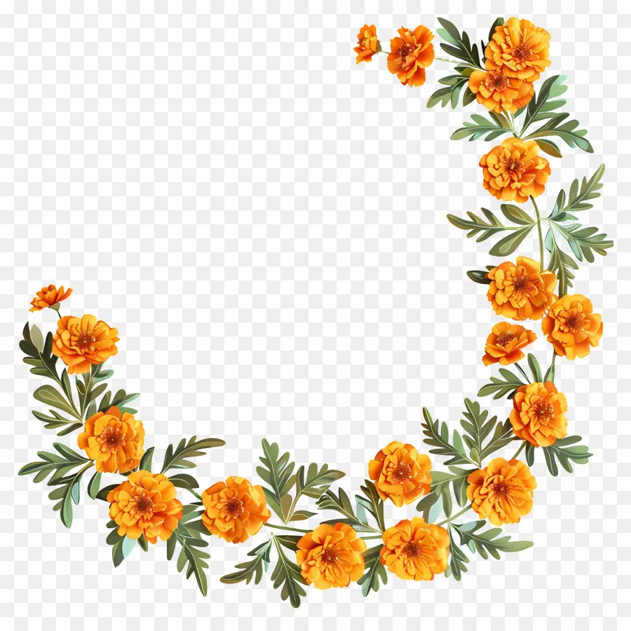 Marigold Flower Toran，الإطار الأزهار PNG