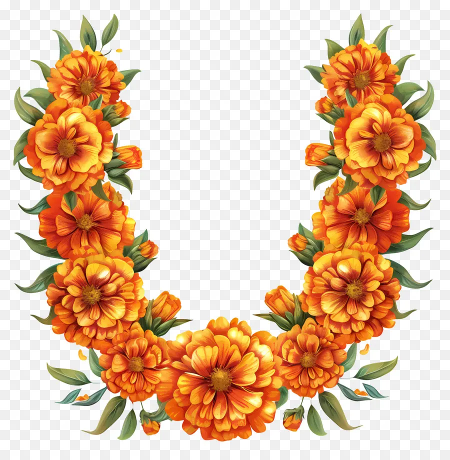 Marigold Flower Toran，إكليلا من الزهور PNG