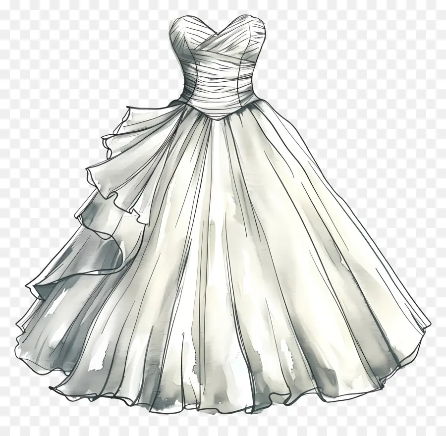 فستان زفاف خط العنق الحبيب，فستان الزفاف PNG