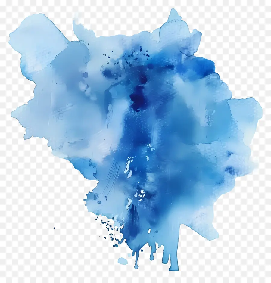 وصمة عار مائية زرقاء，الرسم بالألوان المائية PNG