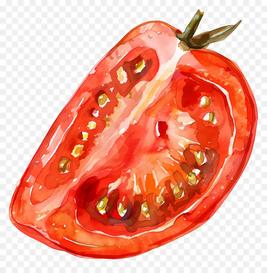 شريحة الطماطم，الرسم بالألوان المائية PNG