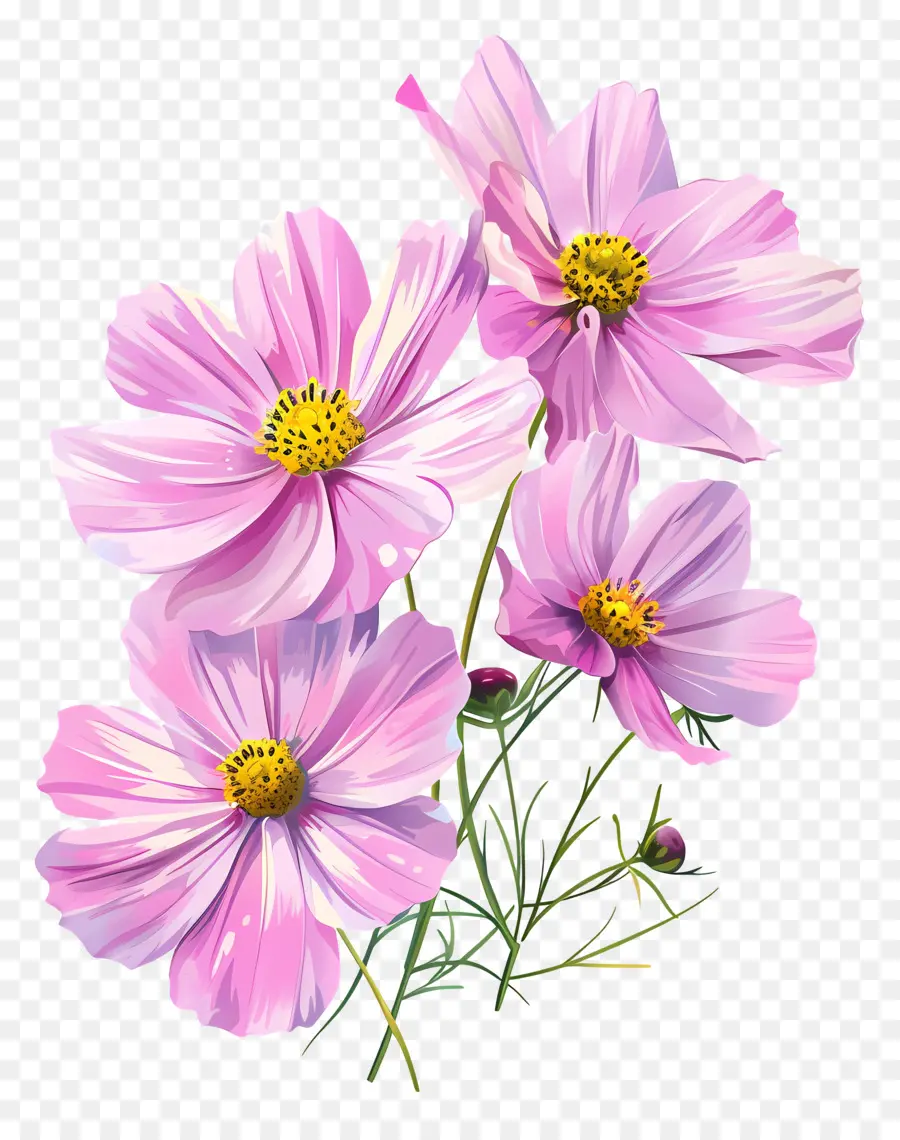 زهرة الكون，الزهور الوردية PNG