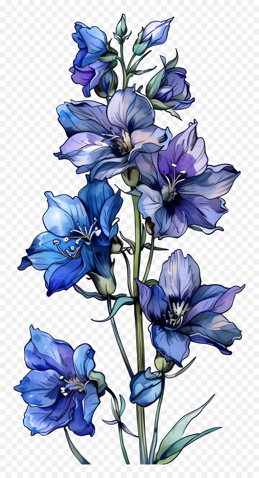 زهرة لاركسبور，الزهور الزرقاء PNG
