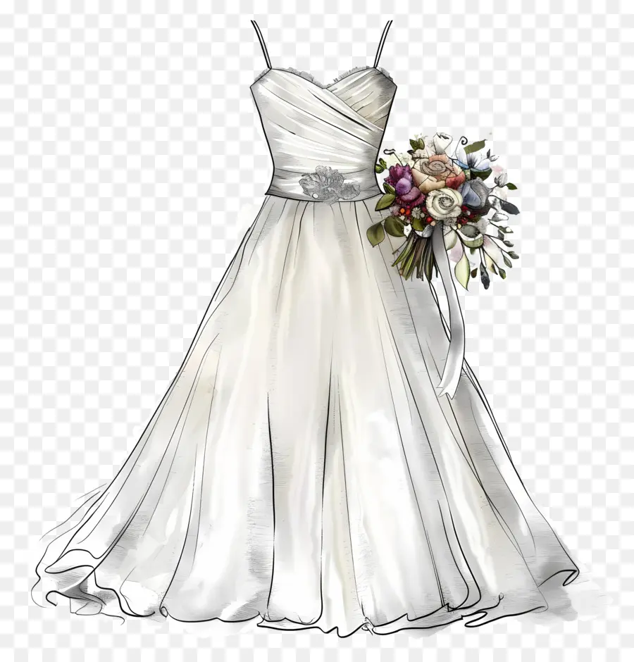 فستان زفاف خط العنق الحبيب，فستان الزفاف PNG