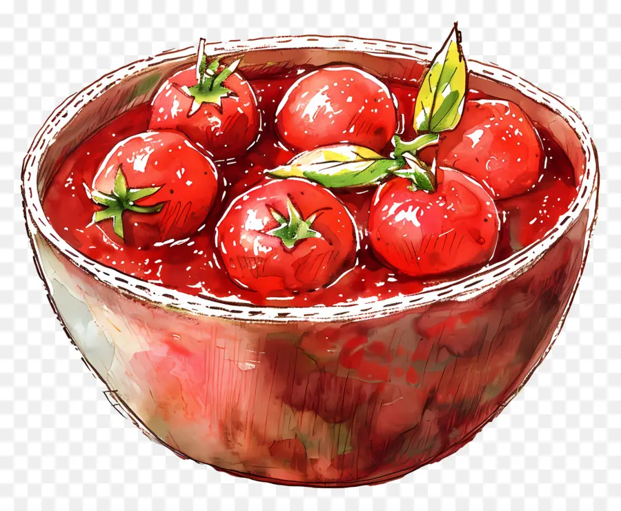 وعاء صلصة الطماطم，ألوان مائية التوضيح PNG