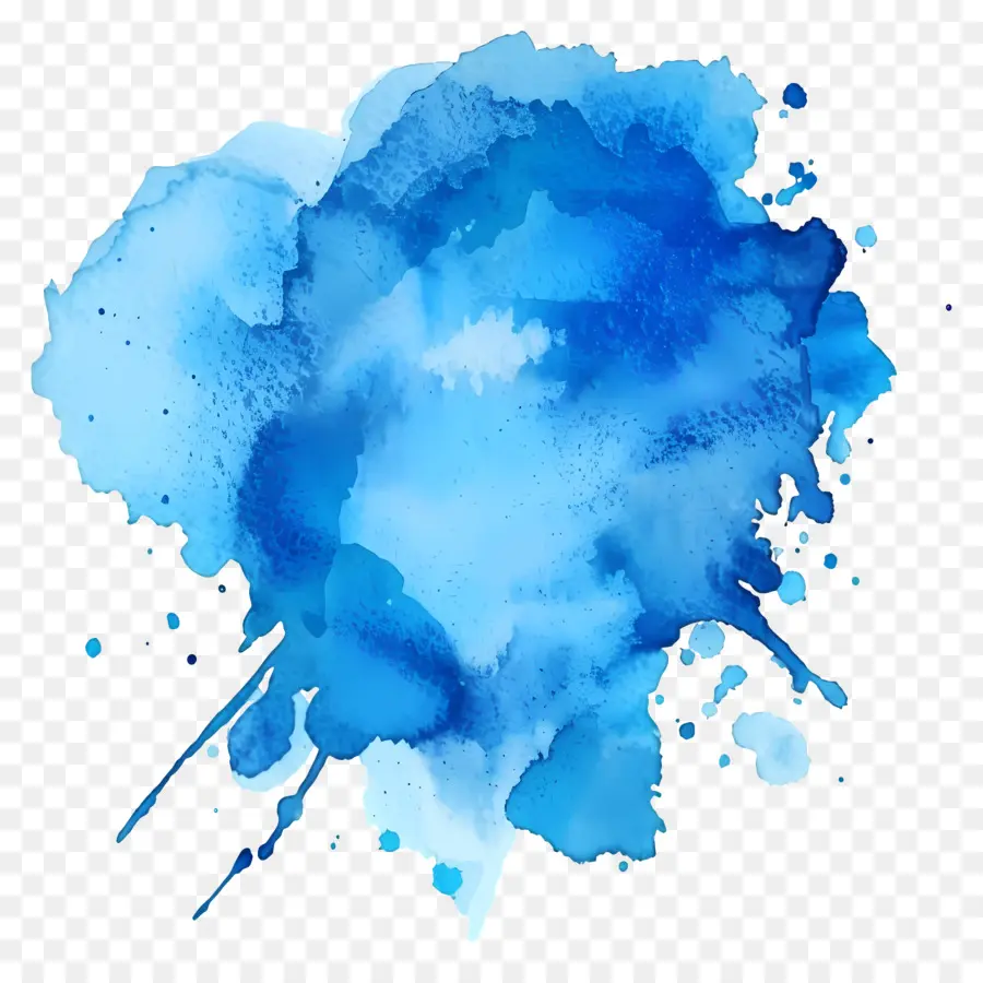 وصمة عار مائية زرقاء，الرسم بالألوان المائية PNG