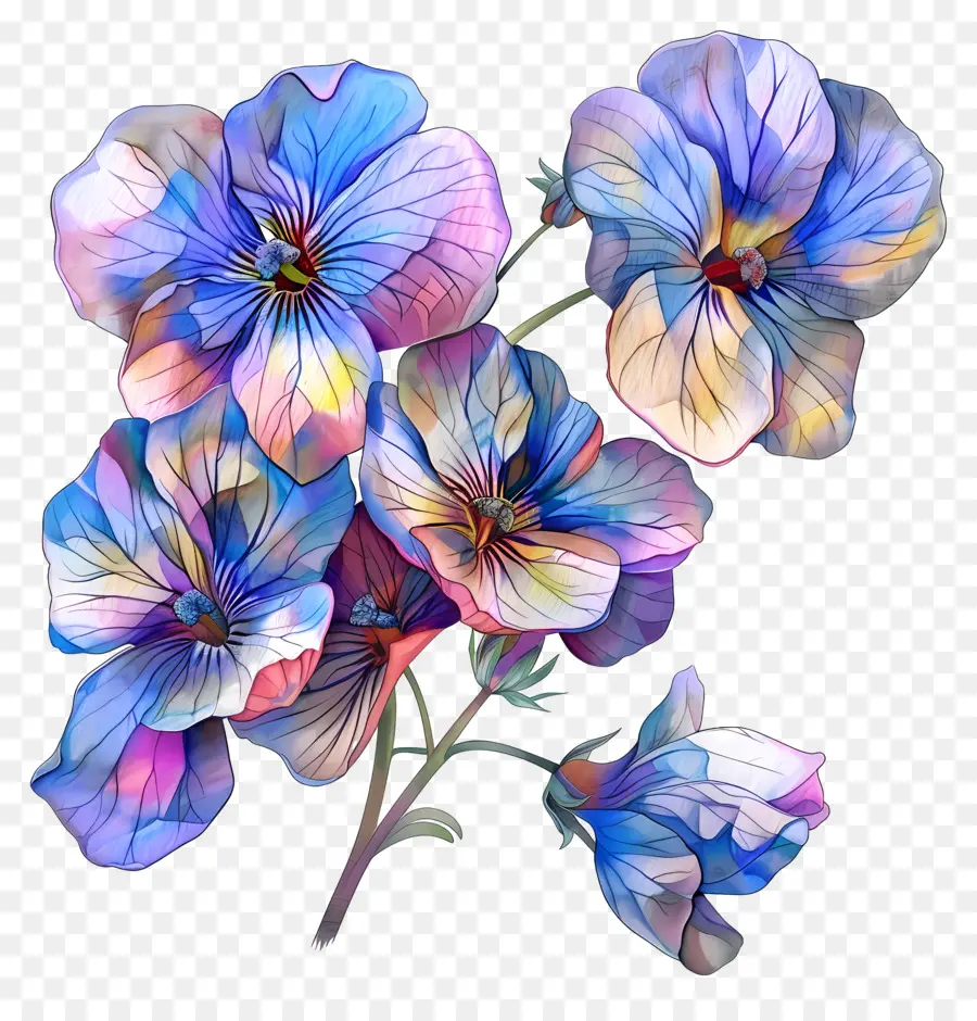 زهرة نيميسيا，ألوان مائية PNG