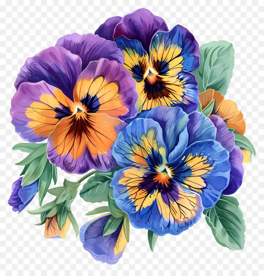 زهور بانس，الرسم بالألوان المائية PNG