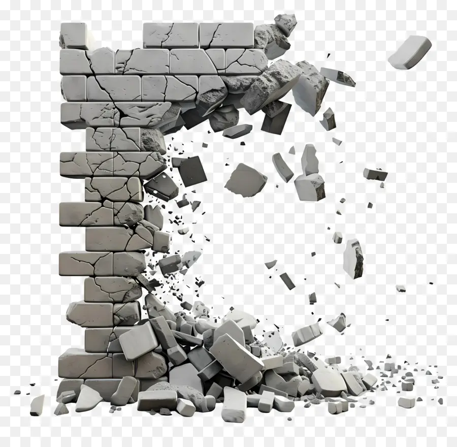 كسر الجدار，الجدار الحجري المتدهور PNG