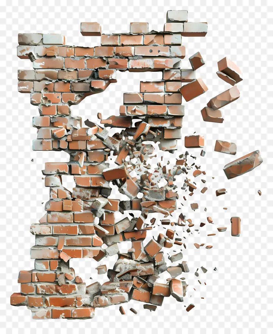 كسر الجدار，جدار من الطوب PNG