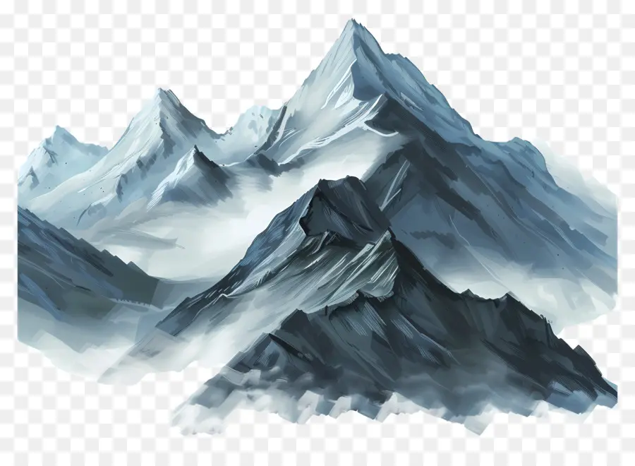 جبال，الرسم بالألوان المائية PNG