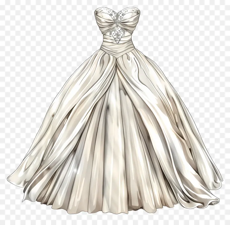 فستان زفاف خط العنق الحبيب，فستان الزفاف الأبيض PNG