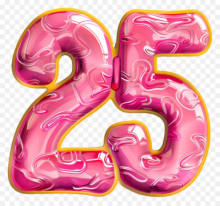 الأرقام 25，بالون الوردي PNG
