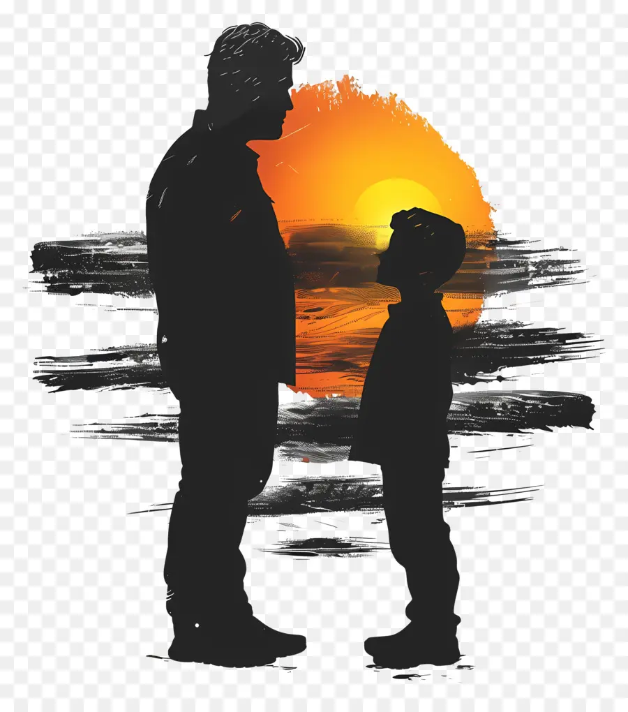 الأب وابنه صورة ظلية，الأب PNG