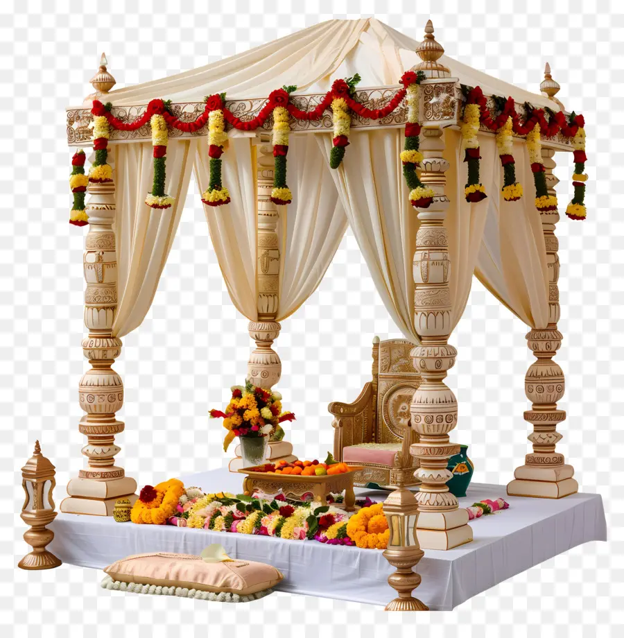 زفاف هندوسي，مظلة مطرزة PNG