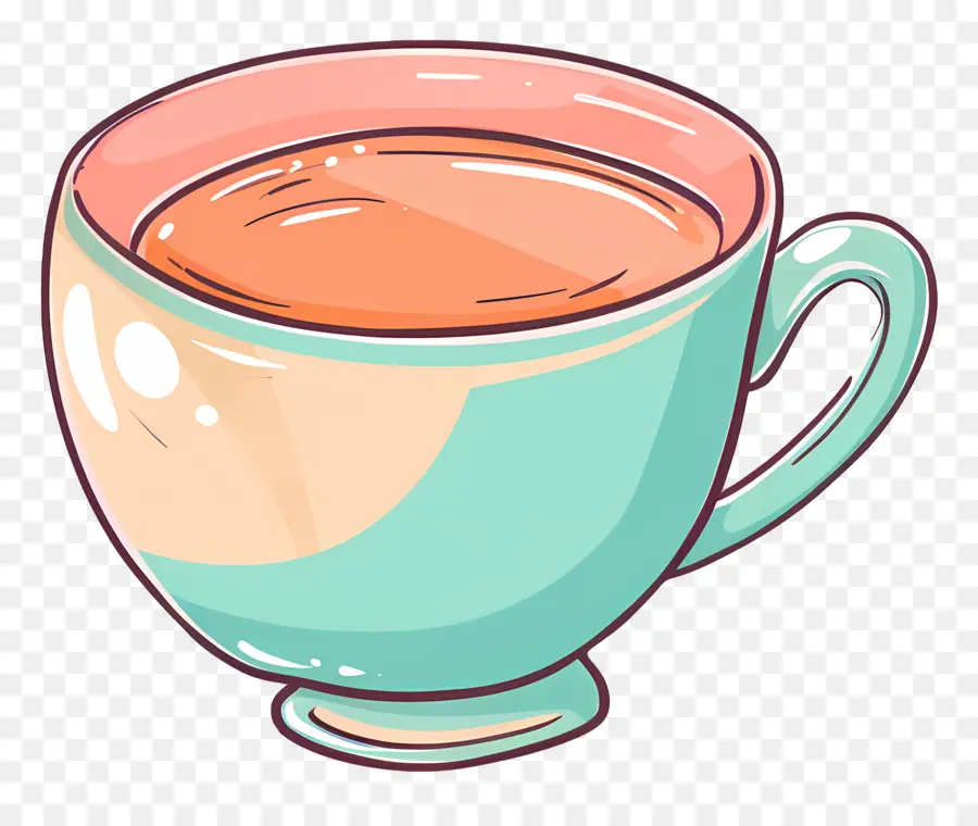 كأس الشاي，كوب وردي وزرقاء PNG