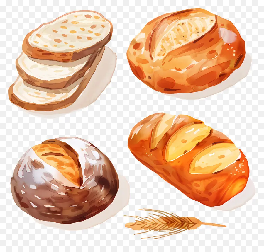 مخبز الخبز，الرسم بالألوان المائية PNG