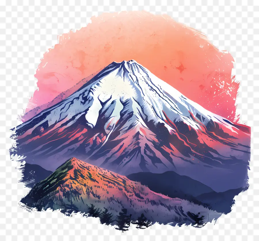 جبل فوجي，غروب الشمس PNG