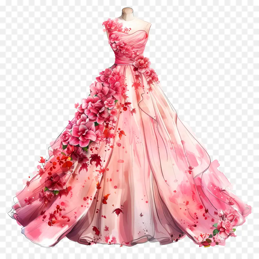 الوردي فستان الزفاف，فستان الحرير الوردي PNG