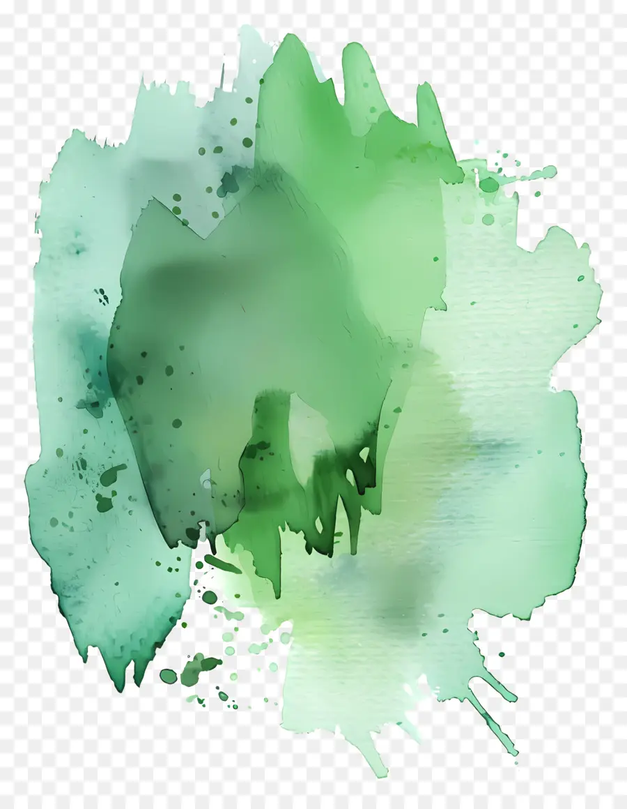 البقعة المائية الخضراء，الرسم بالألوان المائية PNG