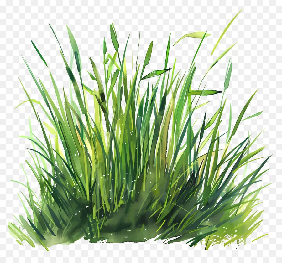 العشب الأخضر，الرسم بالألوان المائية PNG