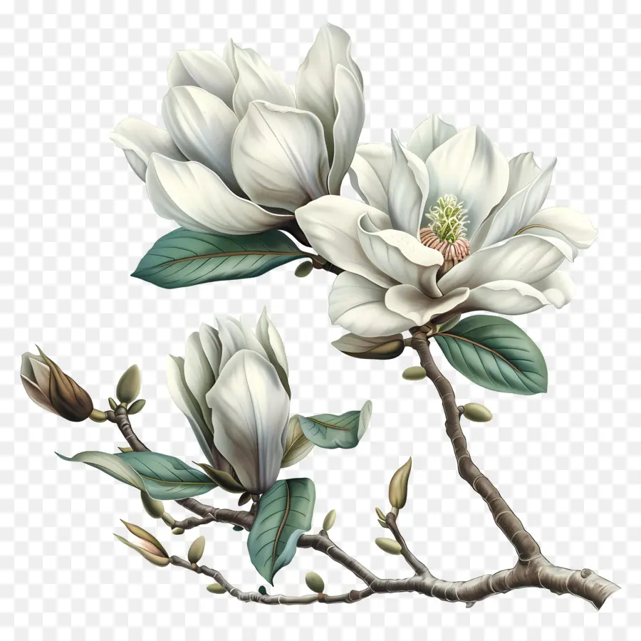 زهور ماغنوليا，زهرة بيضاء PNG