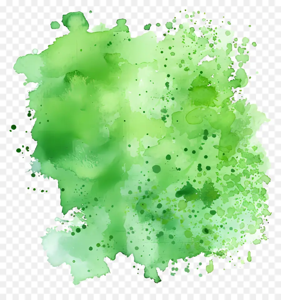 البقعة المائية الخضراء，الرسم بالألوان المائية PNG