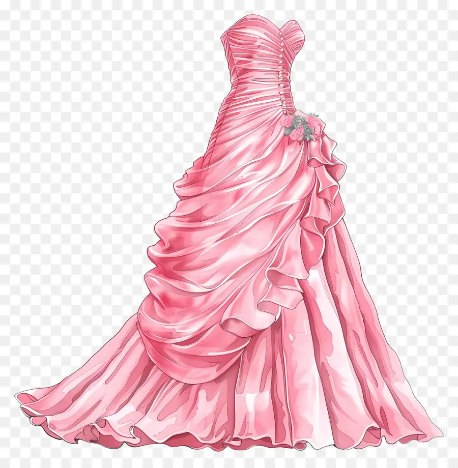 الوردي فستان الزفاف，تكدرس هيملين PNG