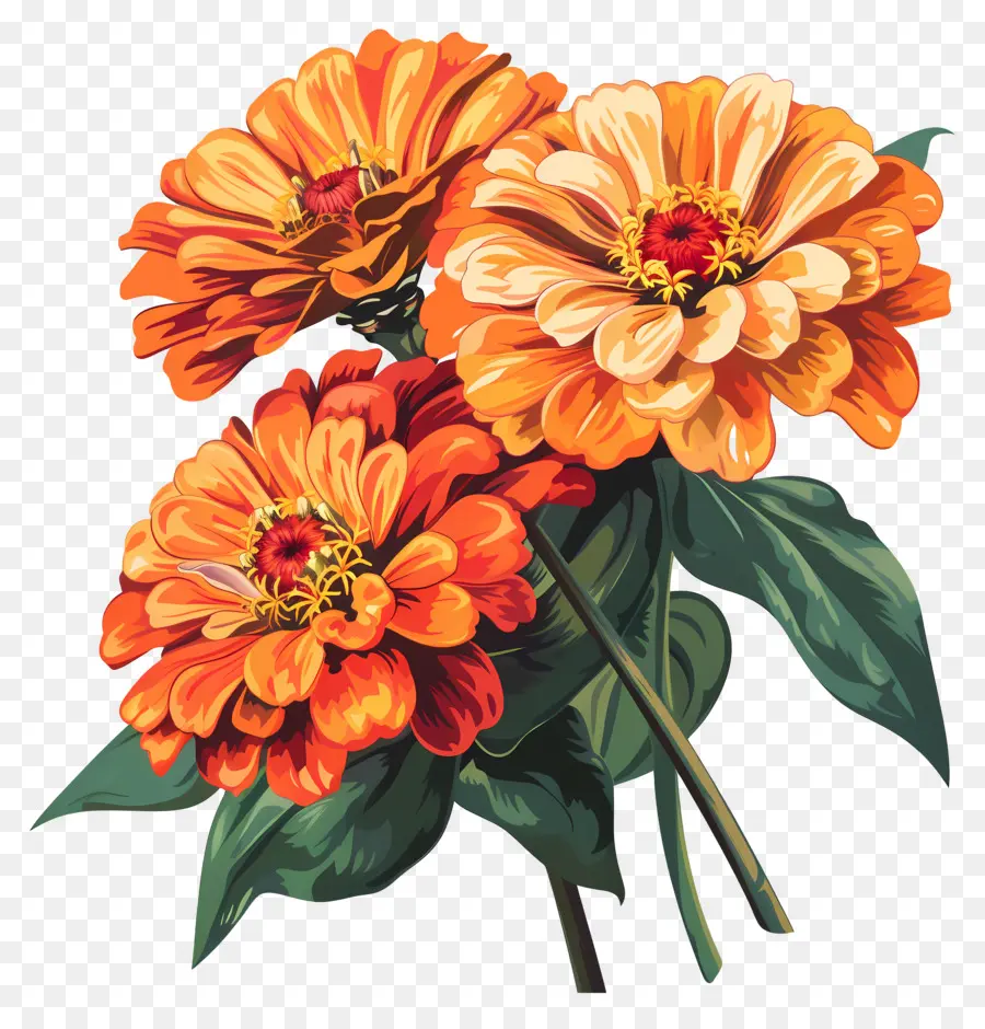 Zinnias البرتقالي，زهور البرتقال PNG