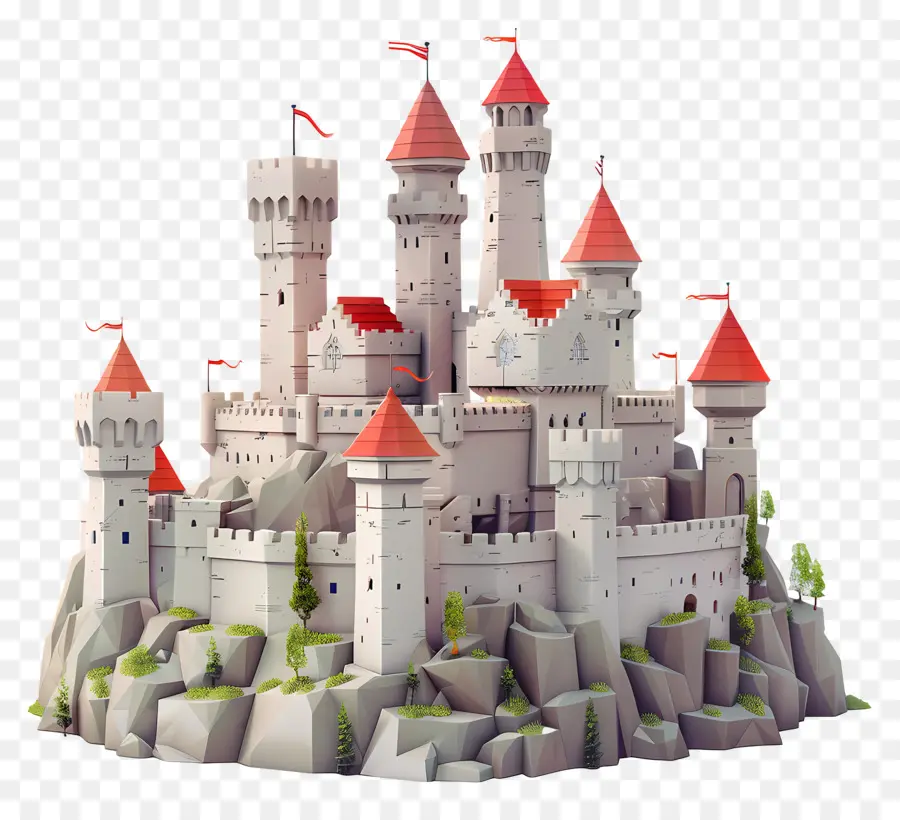 القلعة，نموذج مضلع منخفض PNG