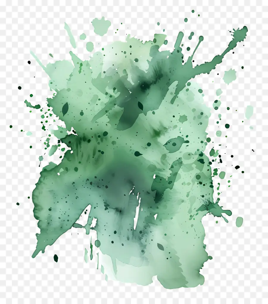 البقعة المائية الخضراء，الأخضر الرسم بالألوان المائية PNG