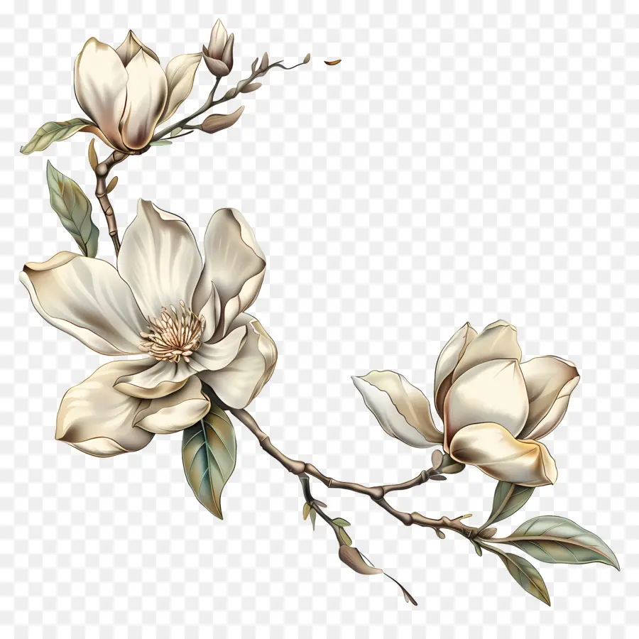 زهور ماغنوليا，زهرة بيضاء PNG
