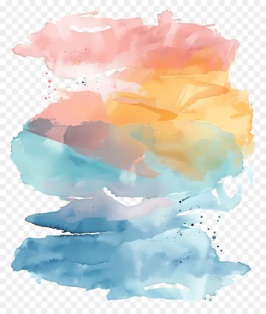 الباستيل ألوان المائية，لوحة غروب الشمس PNG