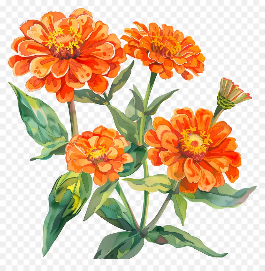 Zinnias البرتقالي，زهور البرتقال PNG